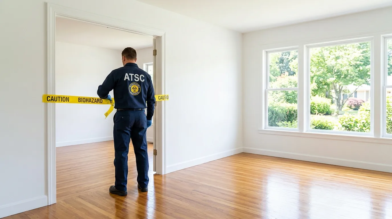 Certified biohazard cleanup crew performing Decomposition Cleanup in Mesa